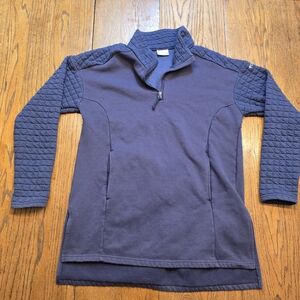 Columbia Women’s Quarter Zip Pullover Quilted Sleeves Navy Blue Large